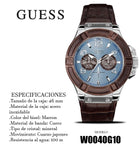  Shop Authentic Guess Rigor Analogue Quartz Blue Dial Brown Leather Strap Watch For Men - W0040G10 - Luxxuri