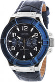  Shop Authentic Guess Rigor Multifunction Chronograph Blue Dial Blue Leather Strap Watch For Men - W0040G7 - Luxxuri