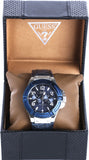 Shop Authentic Guess Rigor Multifunction Chronograph Blue Dial Blue Leather Strap Watch For Men - W0040G7 - Luxxuri
