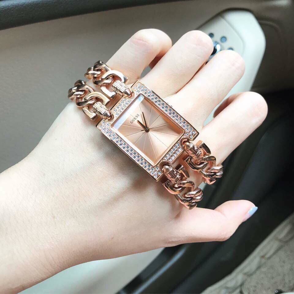  Shop Authentic Guess Mod Heavy Metal Diamonds Rose Gold Dial Rose Gold Steel Strap Watch for Women - W0072L3 - Luxxuri