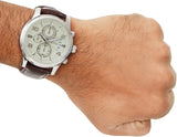  Shop Authentic Guess Exec Chronograph White Dial Brown Leather Strap Watch For Men - W0076G2 - Luxxuri