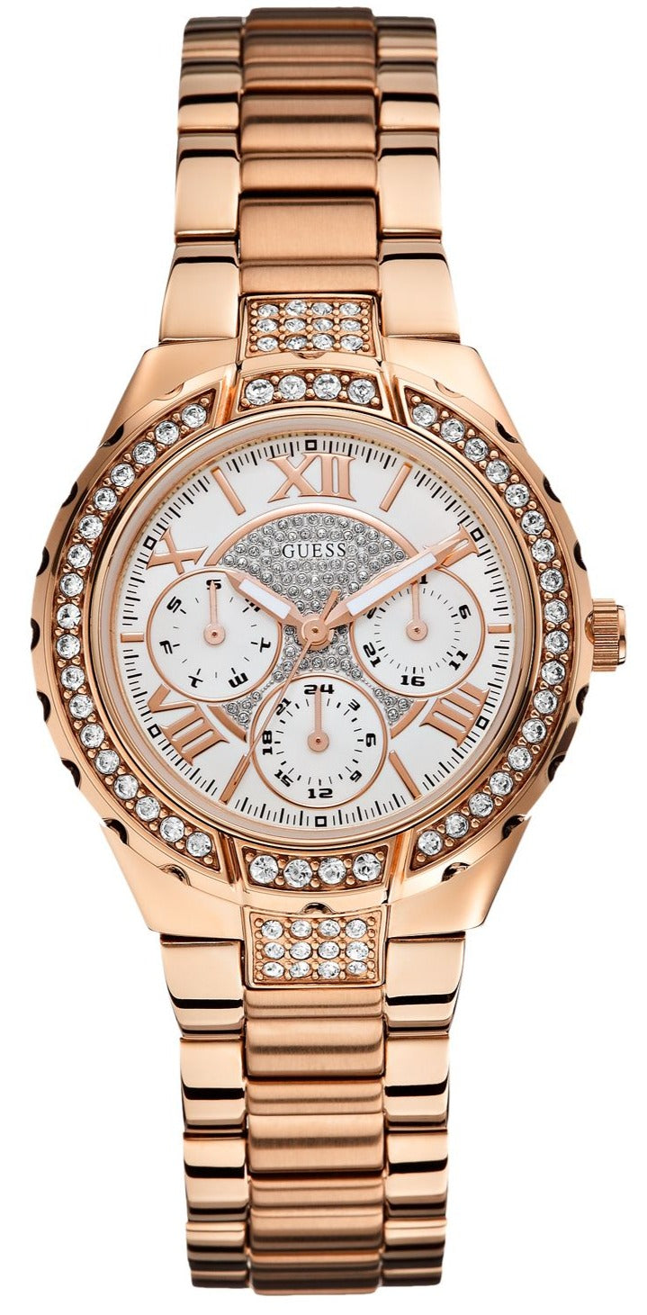  Shop Authentic Guess Viva Diamonds White Dial Rose Gold Steel Strap Watch for Women - W0111L3 - Luxxuri