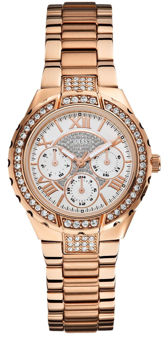  Shop Authentic Guess Viva Diamonds White Dial Rose Gold Steel Strap Watch for Women - W0111L3 - Luxxuri
