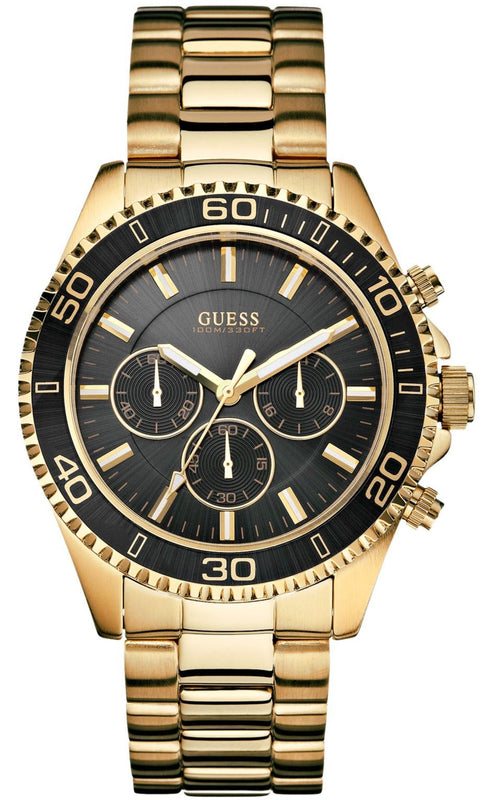  Shop Authentic Guess Chaser Chronograph Black Dial Gold Steel Strap Watch for Men - W0170G2 - Luxxuri