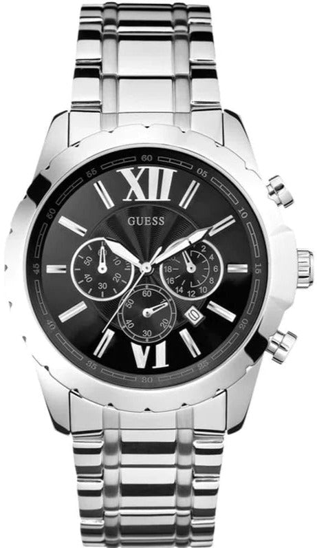  Shop Authentic Guess Chronograph Black Dial Silver Steel Strap Watch for Men - W0193G2 - Luxxuri