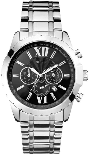  Shop Authentic Guess Chronograph Black Dial Silver Steel Strap Watch for Men - W0193G2 - Luxxuri