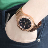  Shop Authentic Guess Rigor Multi Function Black Dial Rose Gold Steel Strap Watch For Men - W0218G3 - Luxxuri