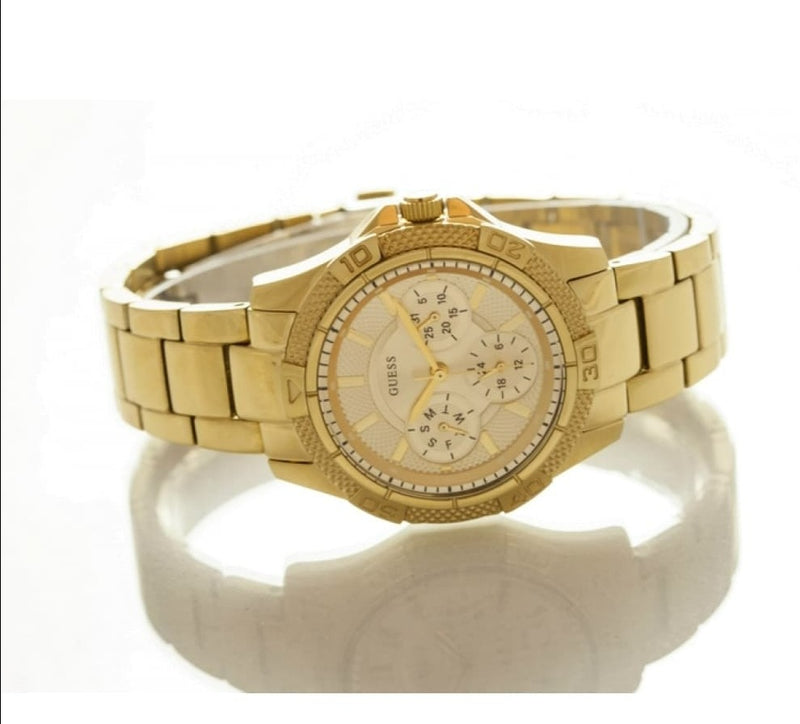 Guess Mini Phantom Diamonds Gold Dial Gold Steel Strap Watch for Women - W0235L5