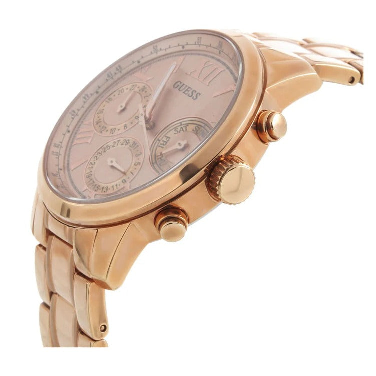  Shop Authentic Guess Sunrise Quartz Rose Gold Dial Rose Gold Steel Strap Watch For Women - W0330L2 - Luxxuri