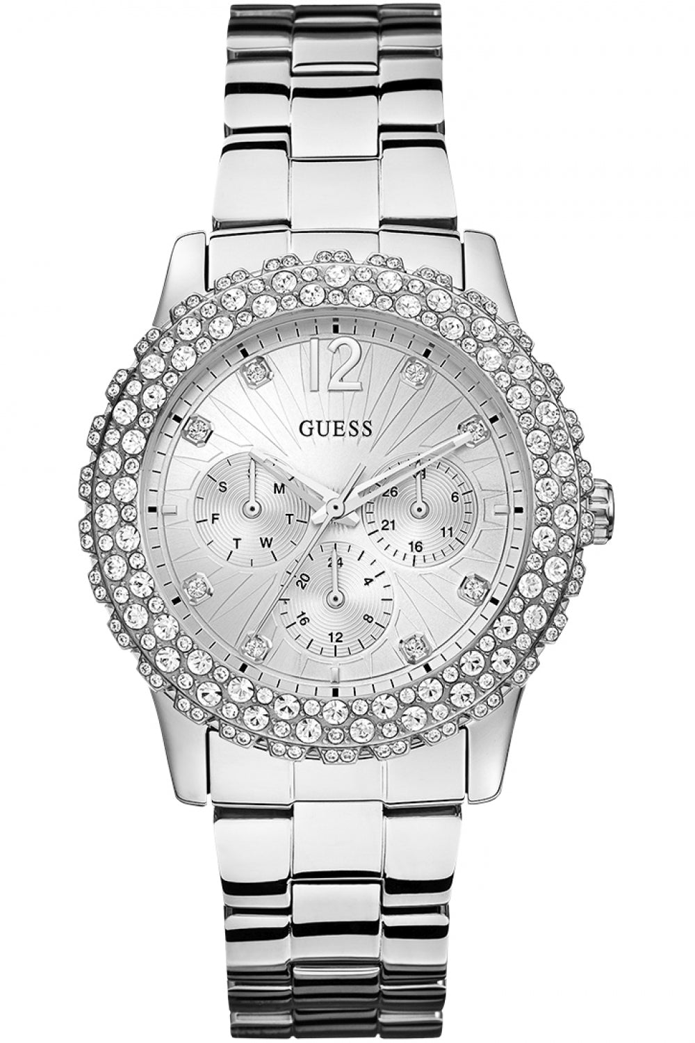  Shop Authentic Guess Dazzler Diamonds Silver Dial Silver Steel Strap Watch for Women - W0335L1 - Luxxuri