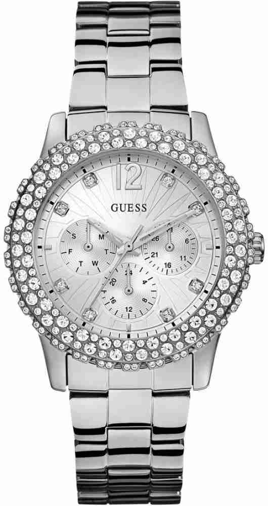  Shop Authentic Guess Dazzler Diamonds Silver Dial Silver Steel Strap Watch for Women - W0335L1 - Luxxuri