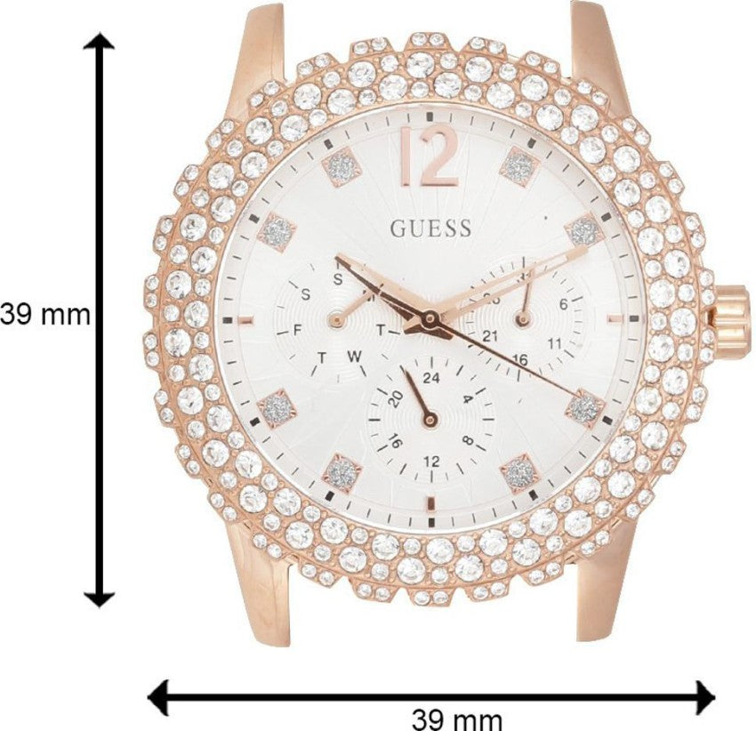  Shop Authentic Guess Dazzler Diamonds Silver Dial Rose Gold Steel Strap Watch for Women - W0335L3 - Luxxuri