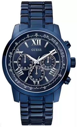  Shop Authentic Guess Horizon Chronograph Black Dial Blue Steel Strap Watch For Men - W0379G5 - Luxxuri