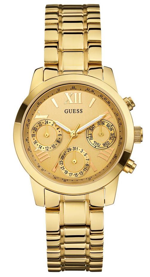  Shop Authentic Guess Mini Sunrise Quartz Gold Dial Gold Steel Strap Watch For Women - W0448L2 - Luxxuri