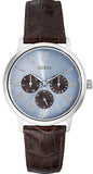  Shop Authentic Guess Wafer Analog Blue Dial Brown Leather Strap Watch For Men - W0496G2 - Luxxuri