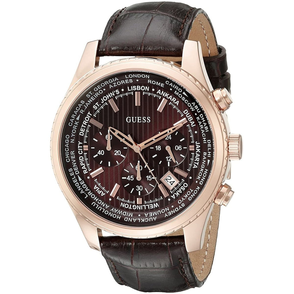  Shop Authentic Guess Pursuit Chronograph Brown Dial Brown Leather Strap Watch for Men - W0500G3 - Luxxuri