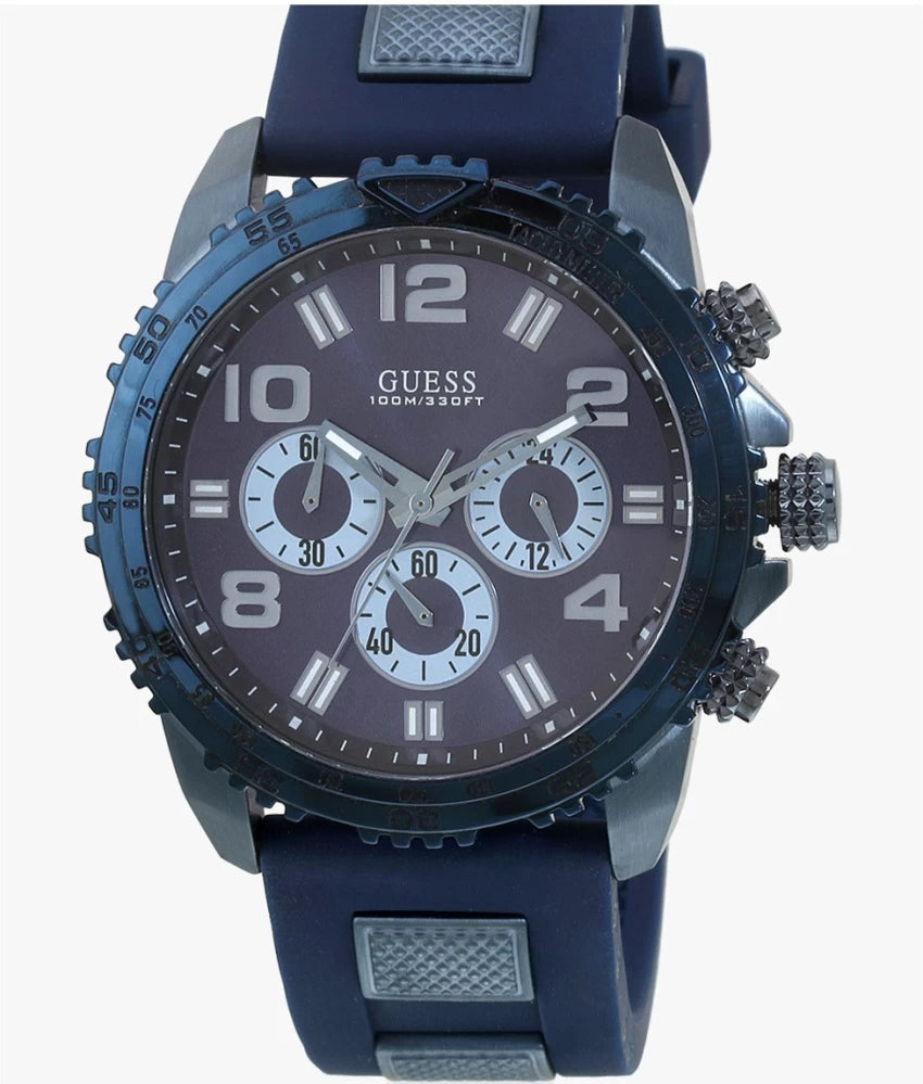  Shop Authentic Guess Velocity Chronograph Blue Dial Blue Rubber Steel Strap Watch for Men - W0599G4 - Luxxuri