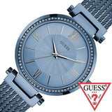  Shop Authentic Guess Soho Diamonds Blue Dial Blue Mesh Bracelet Watch For Women - W0638L3 - Luxxuri