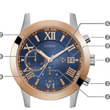  Shop Authentic Guess Atlas Chronograph Blue Dial Two Tone Steel Strap Watch for Men - W0668G6 - Luxxuri