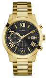 Shop Authentic Guess Atlas Chronograph Black Dial Gold Steel Strap Watch for Men - W0668G8 - Luxxuri