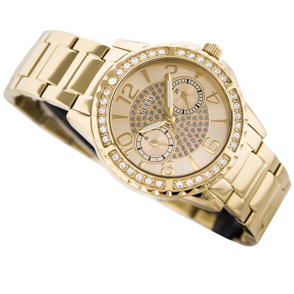  Shop Authentic Guess Sassy Analog Quartz Gold Dial Gold Steel Strap Watch For Women - W0705L2 - Luxxuri