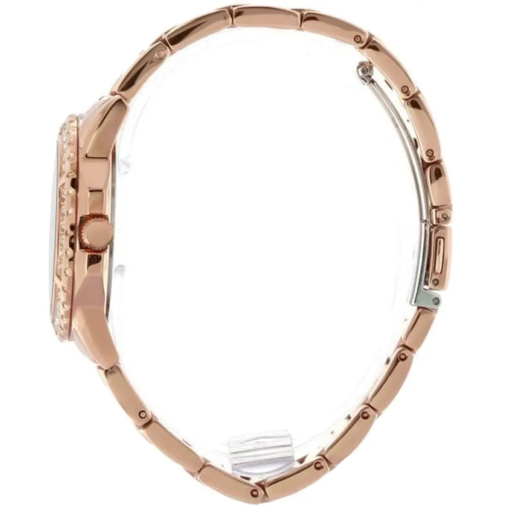 Guess Sassy Quartz White Dial Rose Gold Steel Strap Watch For Women - W0705L3