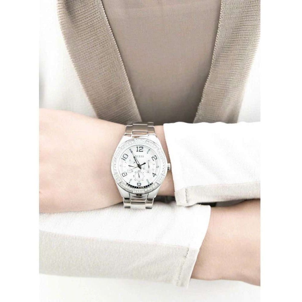  Shop Authentic Guess Luna Diamonds Silver Dial Silver Steel Strap Watch for Women - W0729L1 - Luxxuri