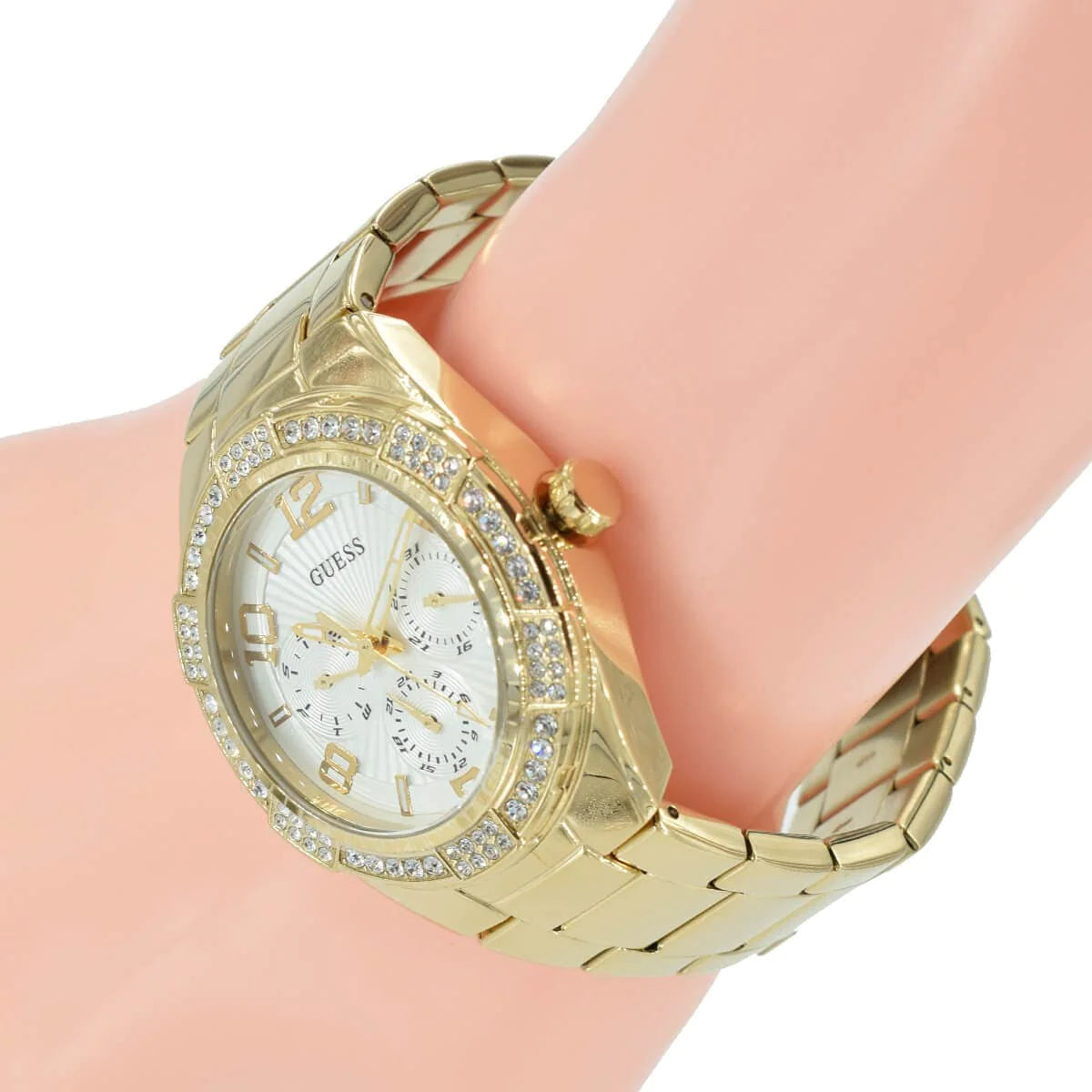  Shop Authentic Guess Luna Diamonds White Dial Gold Steel Strap Watch for Women - W0729L2 - Luxxuri