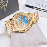  Shop Authentic Guess Confetti Diamonds Gold Dial Gold Steel Strap Watch for Women - W0774L2 - Luxxuri
