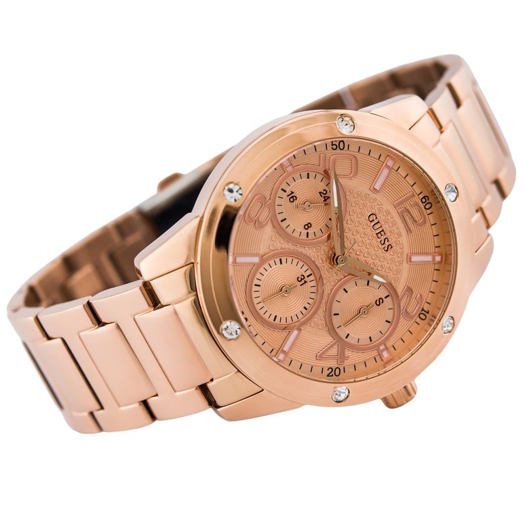  Shop Authentic Guess Studio Rose Gold Dial Rose Gold Steel Strap Watch For Women - W0778L3 - Luxxuri