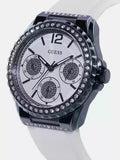  Shop Authentic Guess Starlight Diamonds Silver Dial White Rubber Strap Watch for Women - W0846L7 - Luxxuri