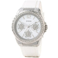  Shop Authentic Guess Starlight Multifunction Diamonds White Dial White Rubber Strap Watch for Women - W0846L8 - Luxxuri