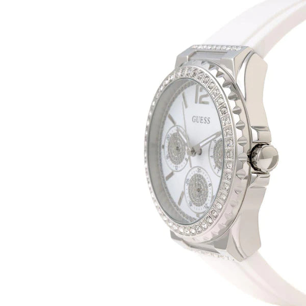  Shop Authentic Guess Starlight Multifunction Diamonds White Dial White Rubber Strap Watch for Women - W0846L8 - Luxxuri