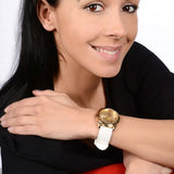  Shop Authentic Guess G-Twist Gold Dial White Rubber Strap Watch for Women - W0911L7 - Luxxuri