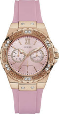 Guess Rose Gold Dial with Diamonds Pink Rubber Strap Watch For Women - W1053L3