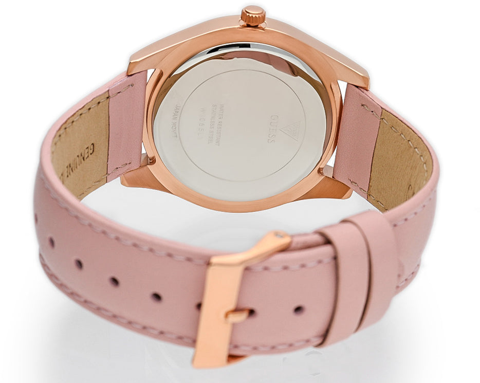  Shop Authentic Guess Wonderlust Beige Dial Pink Leather Strap Watch for Women - W1065L1 - Luxxuri