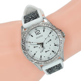  Shop Authentic Guess Swirl Quartz Silver Dial White Silicone Strap Watch for Women - W1096L1 - Luxxuri