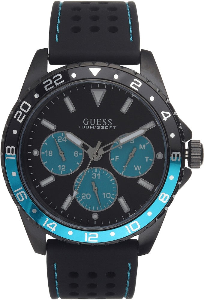  Shop Authentic Guess Odyssey Quartz Black Dial Black Leather Strap Watch For Men - W1108G5 - Luxxuri
