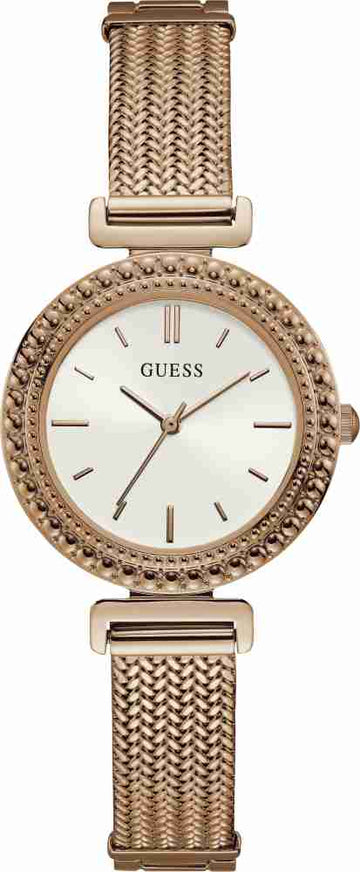  Shop Authentic Guess Monroe Silver Dial Rose Gold Steel Strap Watch For Women - W1152L3 - Luxxuri