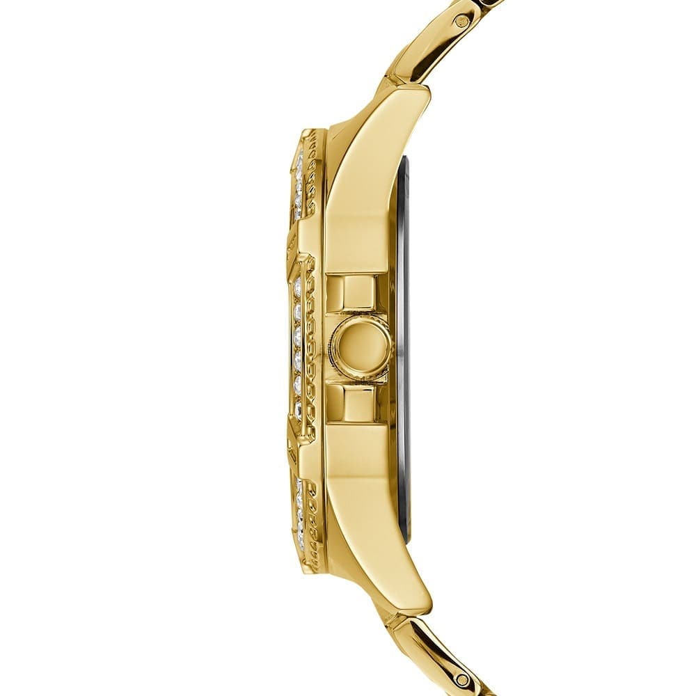  Shop Authentic Guess Frontier Diamonds Gold Dial Gold Steel Strap Watch For Women - W1156L2 - Luxxuri