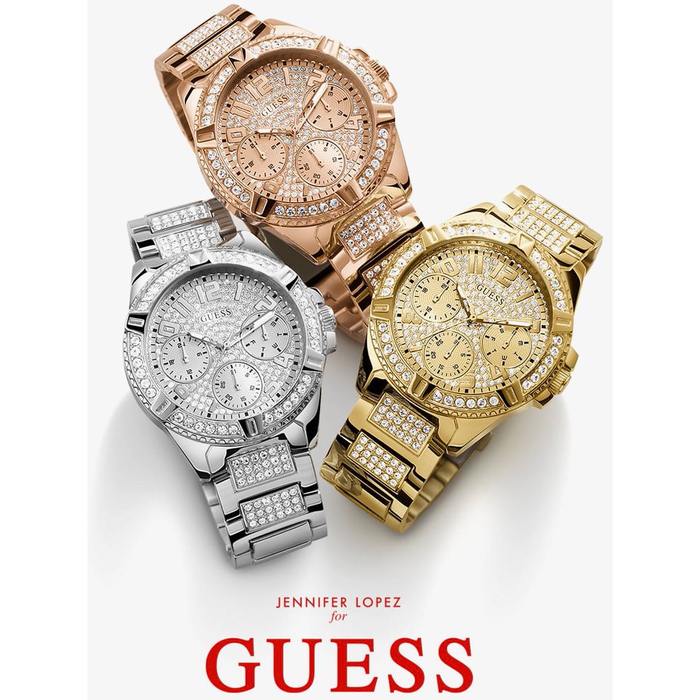  Shop Authentic Guess Frontier Diamonds Gold Dial Gold Steel Strap Watch For Women - W1156L2 - Luxxuri