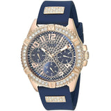  Shop Authentic Guess Frontier DIamonds Gold Dial Blue Rubber Strap Watch For Women - W1160L3 - Luxxuri