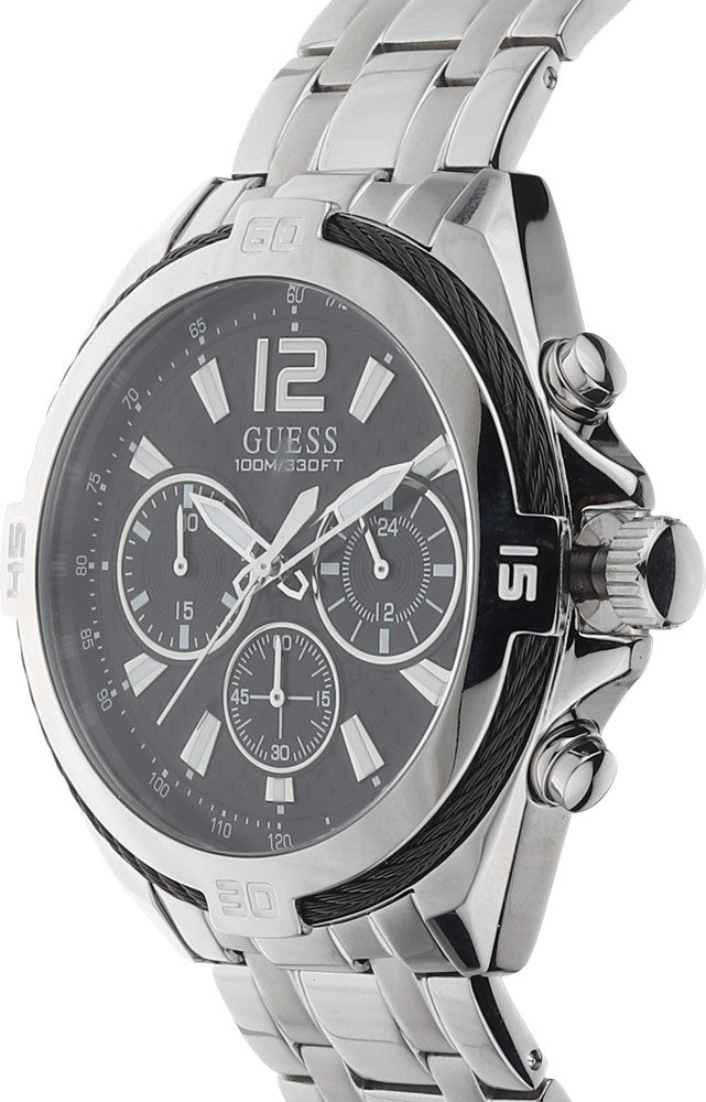  Shop Authentic Guess Surge Chronograph Black Dial Silver Steel Strap Watch for Men - W1258G1 - Luxxuri
