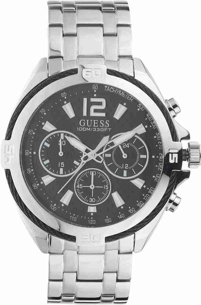  Shop Authentic Guess Surge Chronograph Black Dial Silver Steel Strap Watch for Men - W1258G1 - Luxxuri