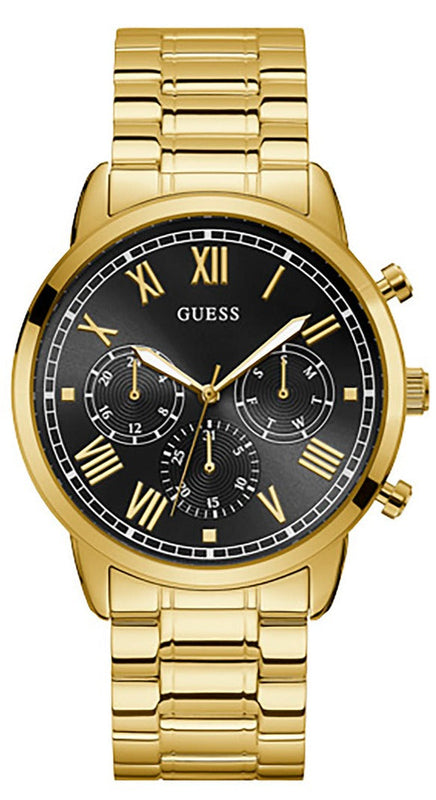  Shop Authentic Guess Hendrix Multifunction Black Dial Gold Steel Strap Watch for Men - W1309G2 - Luxxuri