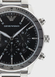  Shop Authentic Emporio Armani Mario Chronograph Black Dial Silver Steel Strap Watch For Men - AR11241 - Luxxuri