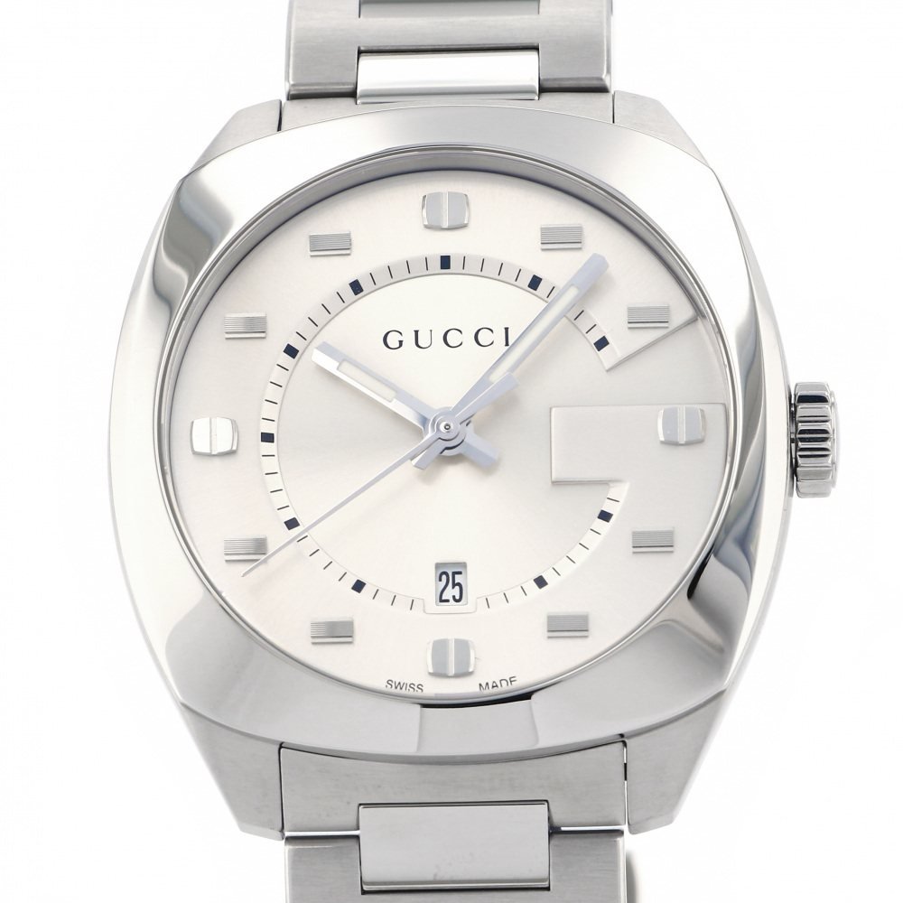  Shop Authentic Gucci GG2570 Silver Dial Silver Steel Strap Watch For Men - YA142308 - Luxxuri