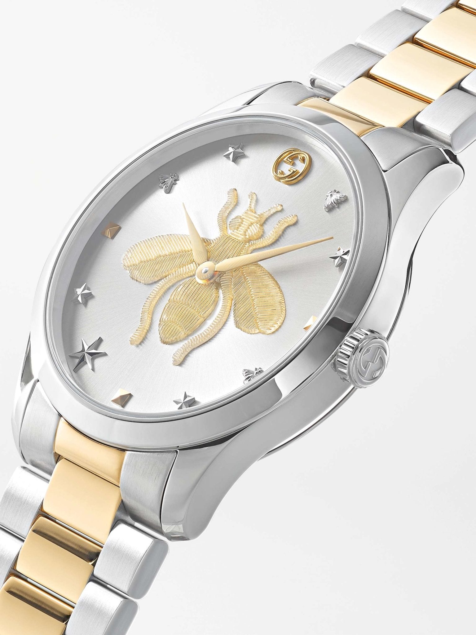  Shop Authentic Gucci G Timeless Silver Dial Two Tone Steel Strap Watch For Women - YA1264131 - Luxxuri