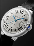  Shop Authentic Cartier Ballon Bleu de Cartier Silver Dial Black Leather Strap Watch for Men - WSBB0026 - Luxxuri