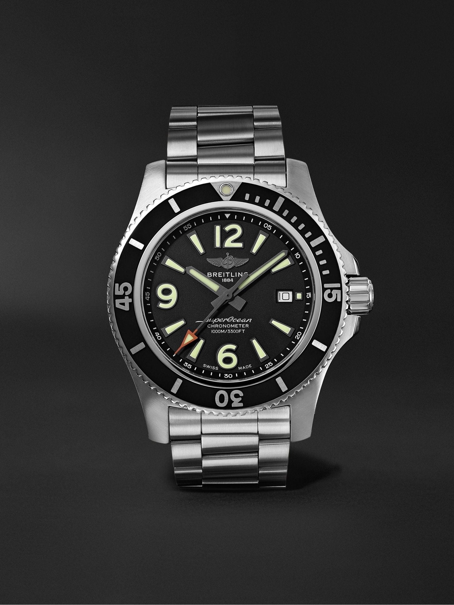  Shop Authentic Breitling Superocean Automatic 44mm Black Dial Silver Steel Strap Watch for Men - A17367D71B1A1 - Luxxuri